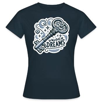 Déverrouiller les rêves - Illustration clé - T-shirt Femme - marine - Devant - AI Model Female 172 dark (172cm)