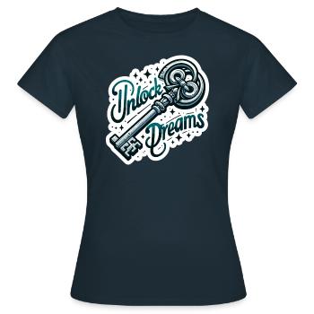 Déverrouiller les rêves - Illustration clé - T-shirt Femme - marine - Devant - AI Model Female 172 dark (172cm)