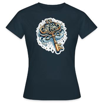 Déverrouiller les rêves - Illustration clé - T-shirt Femme - marine - Devant - AI Model Female 172 dark (172cm)