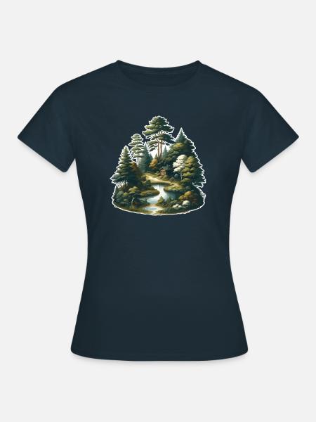 Landschaft - Illustration - Frauen T-Shirt - Navy