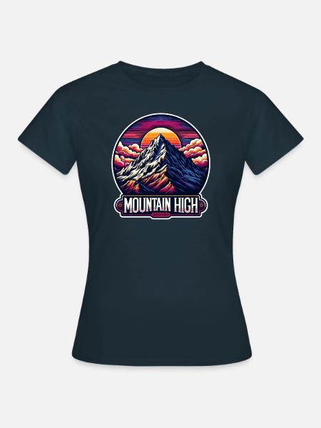 Mountain High - Berg Illustration - Frauen T-Shirt - Navy