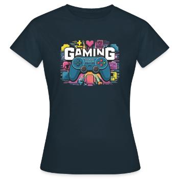 Jeux - Manettes - T-shirt Femme - marine - Devant - AI Model Female 172 dark (172cm)