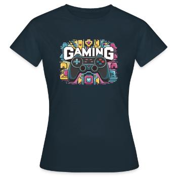 Jeux - Manettes - T-shirt Femme - marine - Devant - AI Model Female 172 dark (172cm)