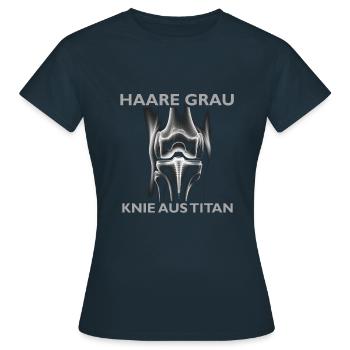 Knie Ersatz - Frauen T-Shirt - Navy - Vorne - AI Model Female 172 dark (172cm)