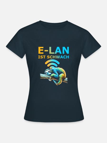 E-Lan ist schwach Faultier - Frauen T-Shirt - Navy