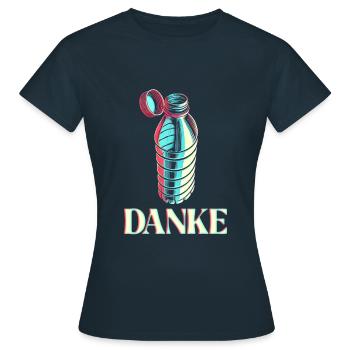 Flasche mit festen Deckel Danke - Frauen T-Shirt - Navy - Vorne - AI Model Female 172 dark (172cm)