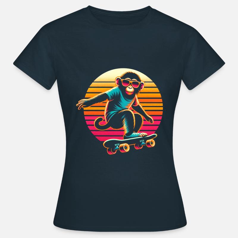 Monkey Skateboard - Women's T-Shirt - navy