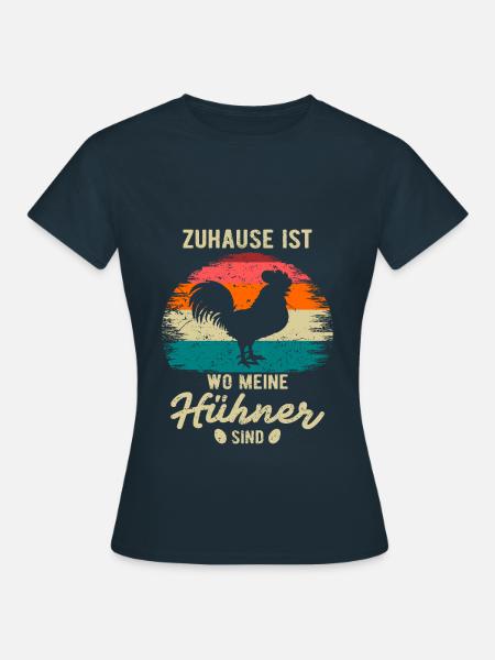 Hühner Motive Hühnerliebhaber Geschenk - Frauen T-Shirt - Navy