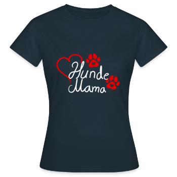 Hunde Mama Herz Hundepfote - Frauen T-Shirt - Navy - Vorne - AI Model Female 172 dark (172cm)