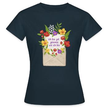Liebesbrief an mich selbst Botschaft - Frauen T-Shirt - Navy - Vorne - AI Model Female 172 dark (172cm)