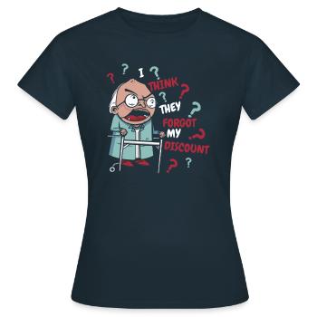 Pension de retraité drôle N’oubliez pas ma réduction - T-shirt Femme - marine - Devant - AI Model Female 172 dark (172cm)