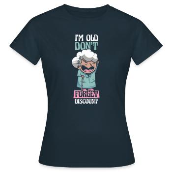 Pension de retraité N’oubliez pas ma réduction - T-shirt Femme - marine - Devant - AI Model Female 172 dark (172cm)