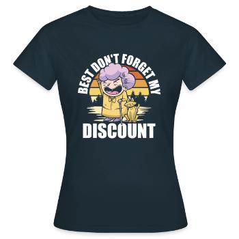 Pension de retraité N’oubliez pas ma réduction - T-shirt Femme - marine - Devant - AI Model Female 172 dark (172cm)