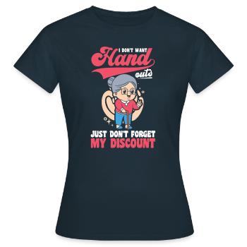 Pension de retraité drôle N’oubliez pas ma réduction - T-shirt Femme - marine - Devant - AI Model Female 172 dark (172cm)