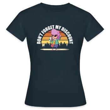 Retraite Pension Humour N’oubliez pas ma réduction - T-shirt Femme - marine - Devant - AI Model Female 172 dark (172cm)