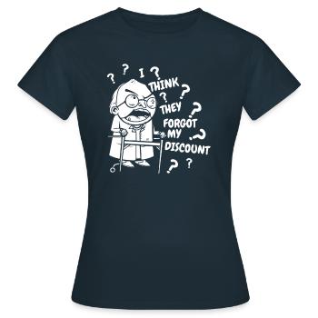 Pension de retraité N’oubliez pas ma réduction - T-shirt Femme - marine - Devant - AI Model Female 172 dark (172cm)