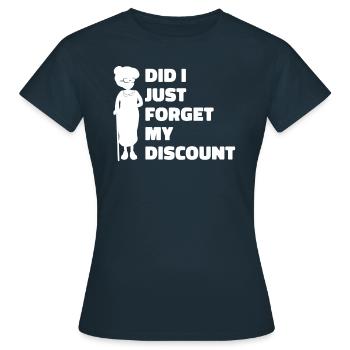 Pension de retraité drôle N’oubliez pas ma réduction - T-shirt Femme - marine - Devant - AI Model Female 172 dark (172cm)
