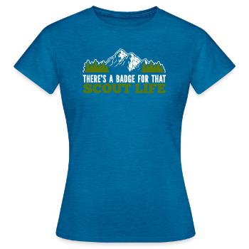 Insigne scout - T-shirt Femme - bleu saphir antique chiné - Devant - AI Model Female 172 dark (172cm)