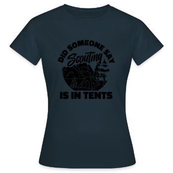 Pfadfinder Zelt - Frauen T-Shirt - Navy - Vorne - AI Model Female 172 dark (172cm)