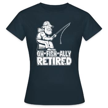 Pension de retraité Ohfishally Retraité - T-shirt Femme - marine - Devant - AI Model Female 172 dark (172cm)