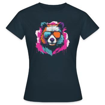 Großer Panda Pandabär Vintage - Frauen T-Shirt - Navy - Vorne - AI Model Female 172 dark (172cm)