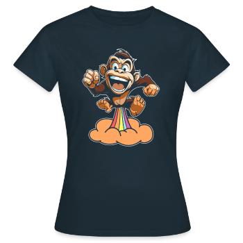 Monkey Funny Rainbow Fart - Women's T-Shirt - navy - Front - AI Model Female 172 dark (172cm)
