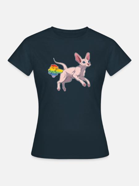 Sphynx Katze Regenbogen Regenbogenfurz - Frauen T-Shirt - Navy