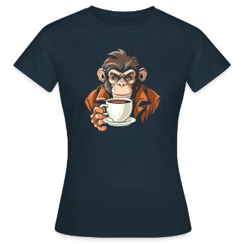 Monkey Coffee - Women's T-Shirt - navy - Front - AI Model Female 172 dark (172cm)