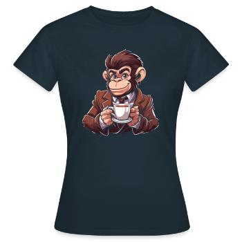 Monkey Coffee - Women's T-Shirt - navy - Front - AI Model Female 172 dark (172cm)
