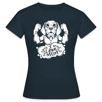 Beagle I Love Dad - Frauen T-Shirt - Navy - Vorne - AI Model Female 172 dark (172cm)
