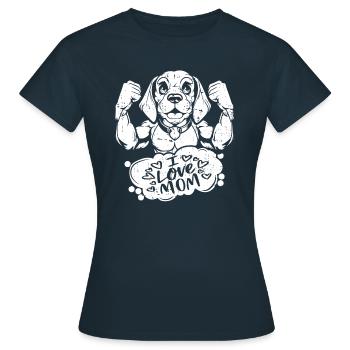 Beagle I Love Dad - Frauen T-Shirt - Navy - Vorne - AI Model Female 172 dark (172cm)