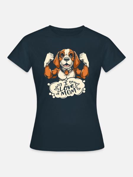 Beagle I Love Dad - Frauen T-Shirt - Navy