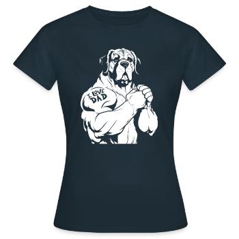 Bernhardiner I Love Dad - Frauen T-Shirt - Navy - Vorne - AI Model Female 172 dark (172cm)