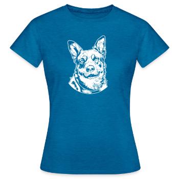 Australischer Rinderhund - Frauen T-Shirt - Antikblaues Saphir meliert - Vorne - AI Model Female 172 dark (172cm)