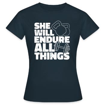 Haltérophilie Haltérophilie Transpiration - T-shirt Femme - marine - Devant - AI Model Female 172 dark (172cm)