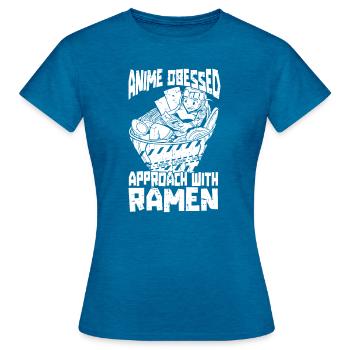 Bol de Ramen Manga Anime - T-shirt Femme - bleu saphir antique chiné - Devant - AI Model Female 172 dark (172cm)