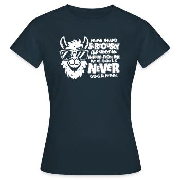 Lama Llama - T-shirt Femme - marine - Devant - AI Model Female 172 dark (172cm)