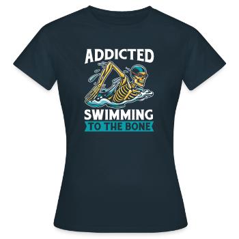 Flotteur de natation squelette - T-shirt Femme - marine - Devant - AI Model Female 172 dark (172cm)