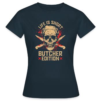 Boucher, boucher, boucher, crâne - T-shirt Femme - marine - Devant - AI Model Female 172 dark (172cm)