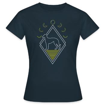 Greyhound Greyhound Abstrait Phases de Lune - T-shirt Femme - marine - Devant - AI Model Female 172 dark (172cm)