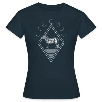 Phases de la lune zébrée - T-shirt Femme - marine - Devant - AI Model Female 172 dark (172cm)