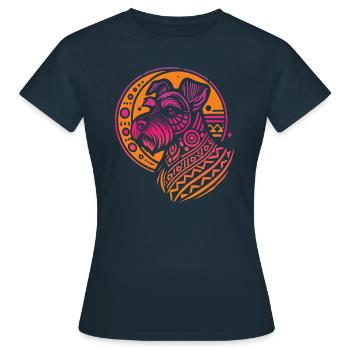 Tribu Schnauzer Phases de Lune - T-shirt Femme - marine - Devant - AI Model Female 172 dark (172cm)