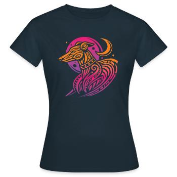 Greyhound Greyhound Tribal Phases de lune - T-shirt Femme - marine - Devant - AI Model Female 172 dark (172cm)