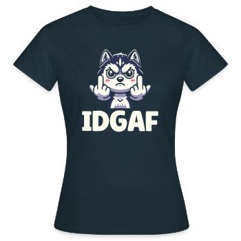 Husky de Sibérie Idgaf - T-shirt Femme - marine - Devant - AI Model Female 172 dark (172cm)