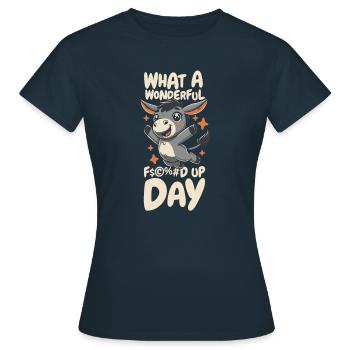 Muli Esel Fucked Up Day - Frauen T-Shirt - Navy - Vorne - AI Model Female 172 dark (172cm)