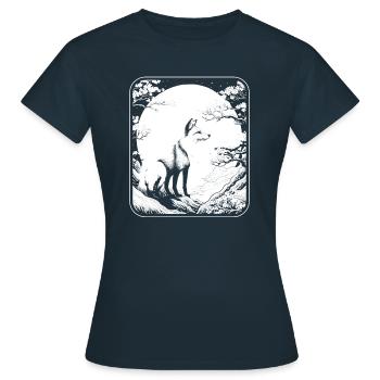 Fuchs Japan Cherry Blossom Moon - Frauen T-Shirt - Navy - Vorne - AI Model Female 172 dark (172cm)