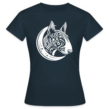 Bull Terrier Maan Fasen - Vrouwen T-shirt - navy - Voor - AI Model Female 172 dark (172cm)