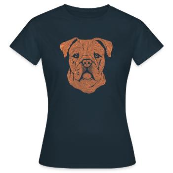 Bulldogge Fingerabdruck - Frauen T-Shirt - Navy - Vorne - AI Model Female 172 dark (172cm)
