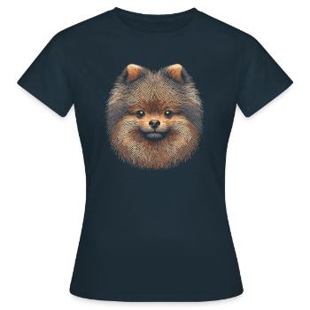 Pomeranian Fingerabdruck - Frauen T-Shirt - Navy - Vorne - AI Model Female 172 dark (172cm)