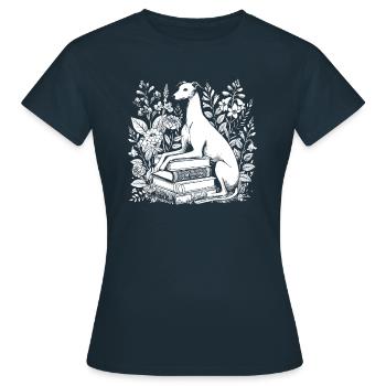 Greyhound Windhund Blumenbuchleser - Frauen T-Shirt - Navy - Vorne - AI Model Female 172 dark (172cm)